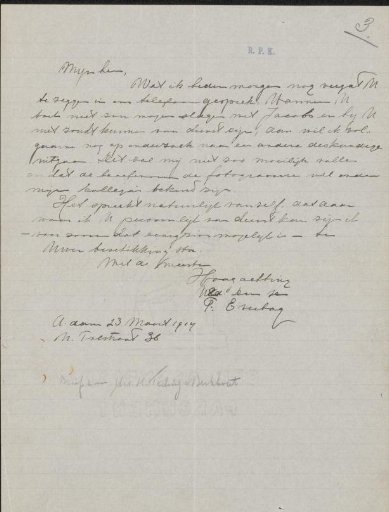 Letter to Jonkheer Hendrik Teding van Berkhout (1879-1969)