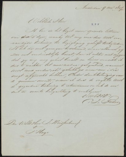 Letter to Jan Weissenbruch