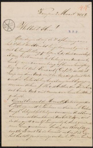 Letter to Christiaan Kramm