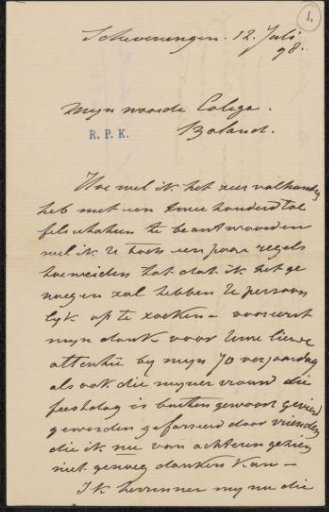 Letter to Johannes Arnoldus Boland