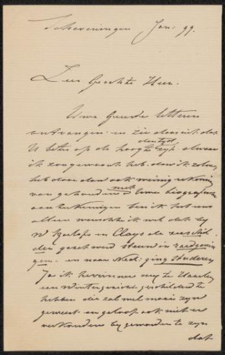 Letter to Pieter Haverkorn van Rijsewijk