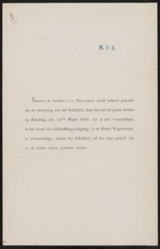 Letter to Lambertus Hardenberg (1822-1900)