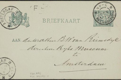 Postcard to Baron Barthold Willem Floris van Riemsdijk