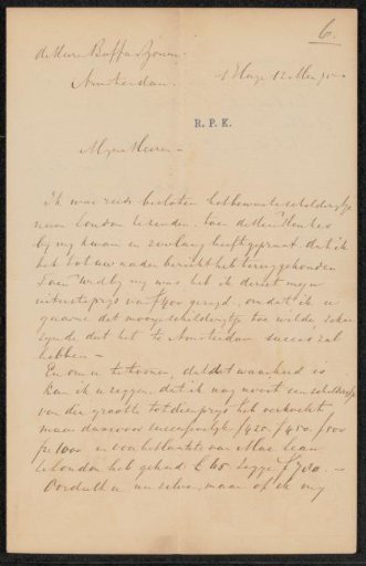 Letter to Frans Buffa and Sons