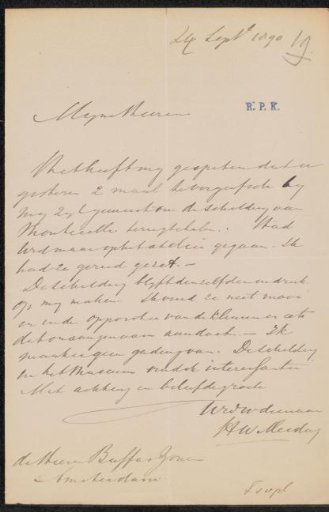 Letter to Frans Buffa and Sons