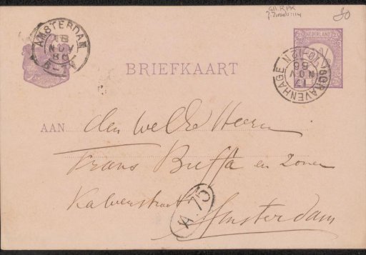 Postcard to Frans Buffa and Sons