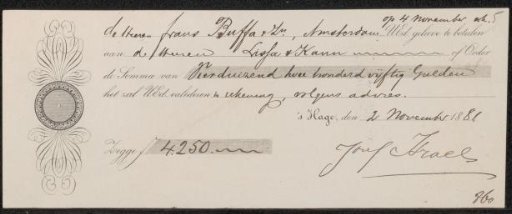 Receipt for Frans Buffa and Sons