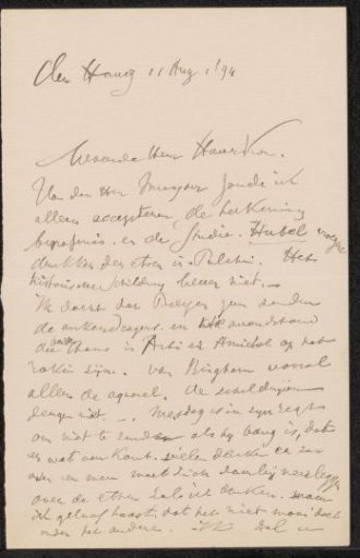 Letter to Pieter Haverkorn van Rijsewijk