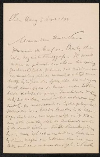 Letter to Pieter Haverkorn van Rijsewijk