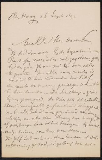 Letter to Pieter Haverkorn van Rijsewijk