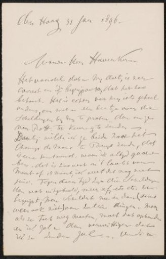 Letter to Pieter Haverkorn van Rijsewijk