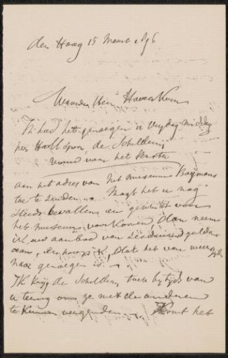 Letter to Pieter Haverkorn van Rijsewijk
