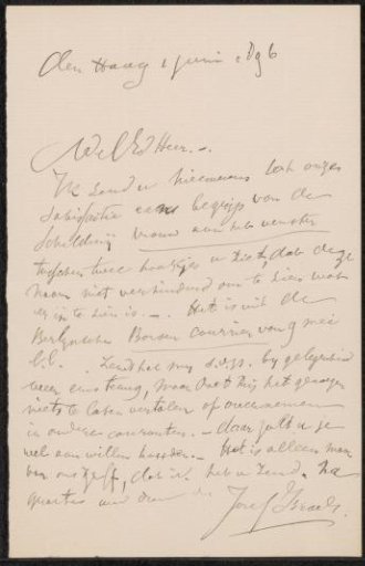 Letter to Pieter Haverkorn van Rijsewijk