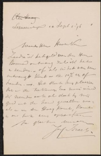 Letter to Pieter Haverkorn van Rijsewijk