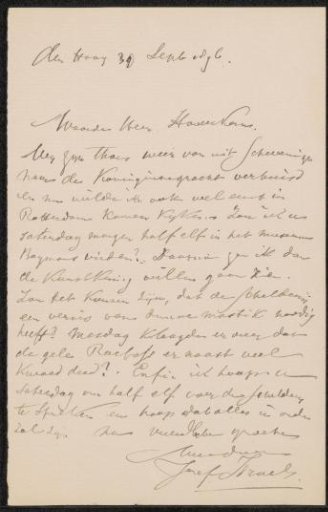 Letter to Pieter Haverkorn van Rijsewijk