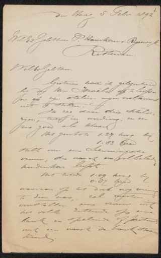 Letter to Pieter Haverkorn van Rijsewijk