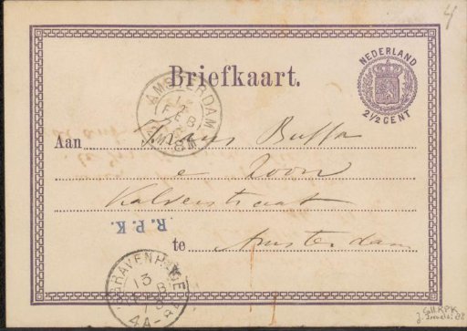 Postcard to Frans Buffa and Sons