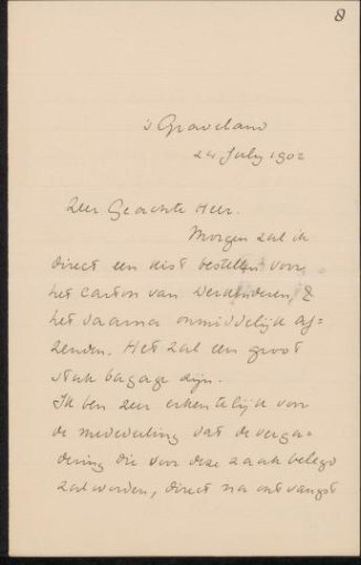 Letter to Pieter Haverkorn van Rijsewijk