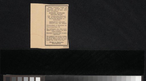 Newspaper clipping concerning Richard Roland Holst