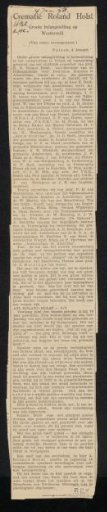 Newspaper clipping concerning Richard Roland Holst