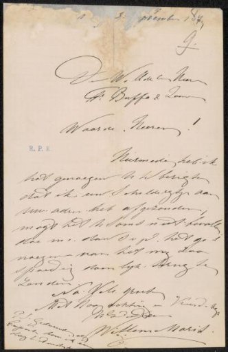 Letter to Frans Buffa en Zonen