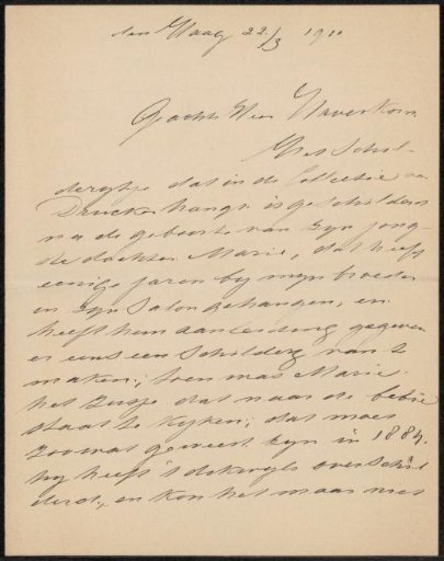 Letter to Pieter Haverkorn van Rijsewijk