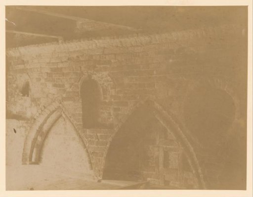 Arched windows and niches in the abbey church at Aduard