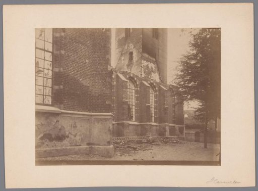 Detail of the burnt Reformed Church at Harmelen