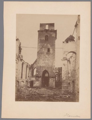 Interior of the burnt Reformed Church at Harmelen