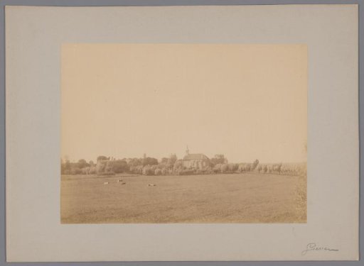 View of a meadow with a church near Andel