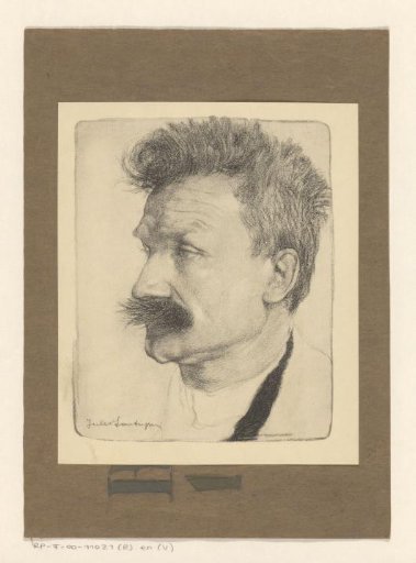 Reproduction of a drawn portrait of Stijn Streuvels