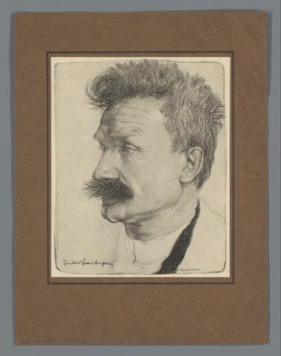 Reproduction of a drawn portrait of Stijn Streuvels