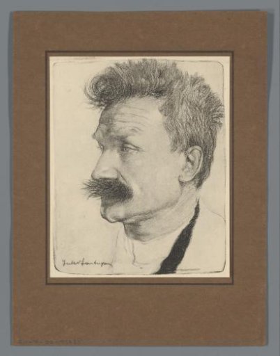 Reproduction of a drawn portrait of Stijn Streuvels