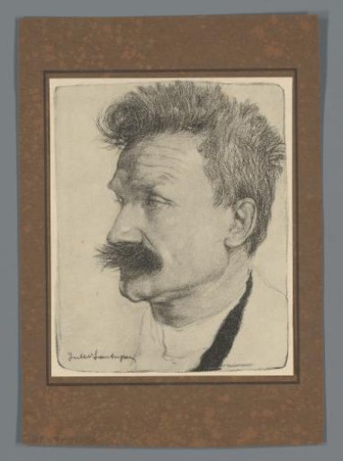 Reproduction of a drawn portrait of Stijn Streuvels