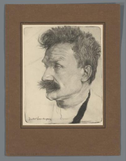 Reproduction of a drawn portrait of Stijn Streuvels