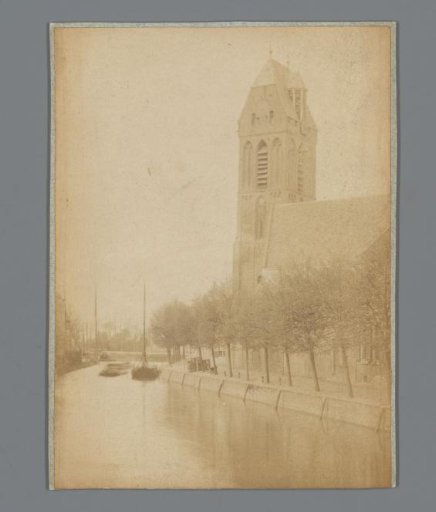 View of the Hollandse IJssel with the Great or Saint Michael's Church in Oudewater