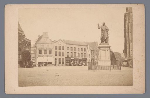 View of the Grote Markt with the statue of Laurens Janszoon Coster in Haarlem