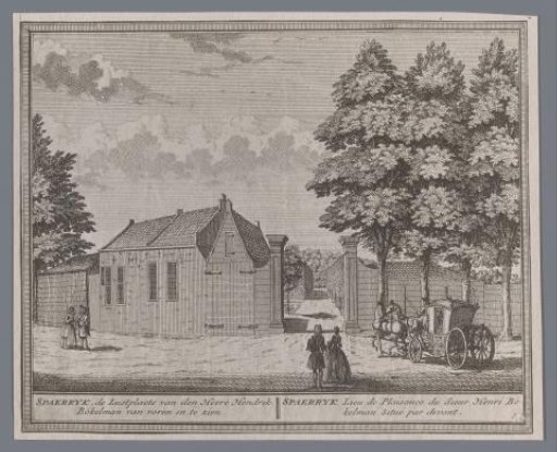 Photographic reproduction of a print of the estate Spaarrijk in Haarlem by Hendrik de Leth