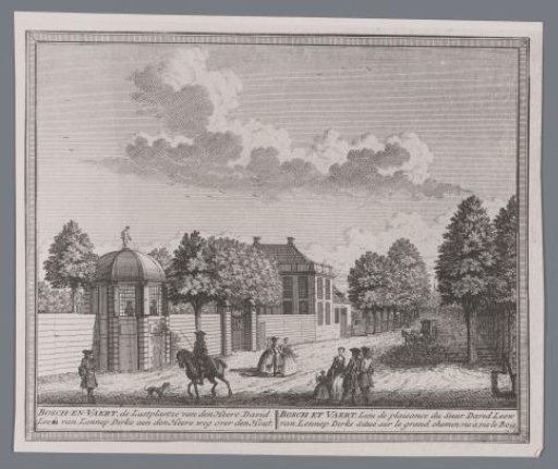 Photographic reproduction of a print of a view of the estate Bos en Vaart in Haarlem by Hendrik de Leth