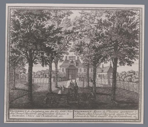 Photographic reproduction of a print of a view of the estate Westerhout in Beverwijk by Hendrik de Leth