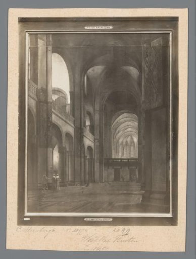 Photographic reproduction of a painting of the nave and choir of the Mariakerk in Utrecht by Pieter Jansz. Saenredam