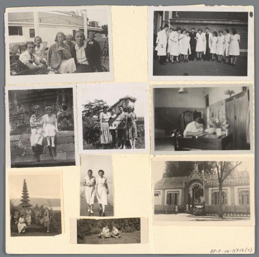 Sheet with nine photos of Tiny Kleiterp as a girl and young woman, together with others