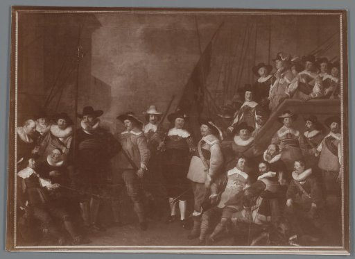 Photographic reproduction of painting of Officers and other militiamen of district V in Amsterdam, by Jacob Adriaensz. Backer