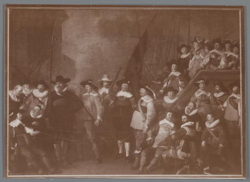 Photographic reproduction of painting of Officers and other militiamen of district V in Amsterdam, by Jacob Adriaensz. Backer