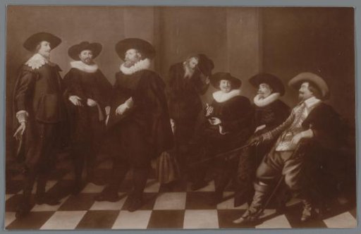 Photographic reproduction of a painting of Regents of an orphanage in Amsterdam, by Abraham de Vries