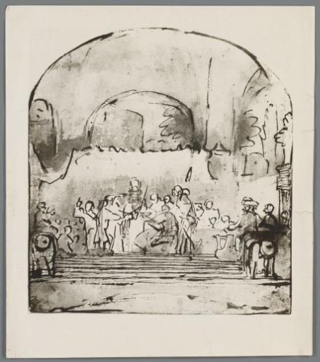 Photographic reproduction of a preliminary study for the Oath of Claudius Civilis, by Rembrandt
