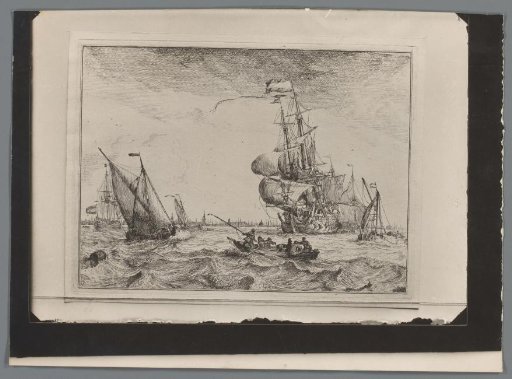 Photographic reproduction of a print of View of the IJ with rowing boat, by Ludolf Bakhuysen