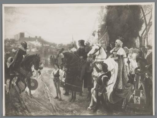 Photographic reproduction of the painting La rendición de Granada by Francisco Pradilla