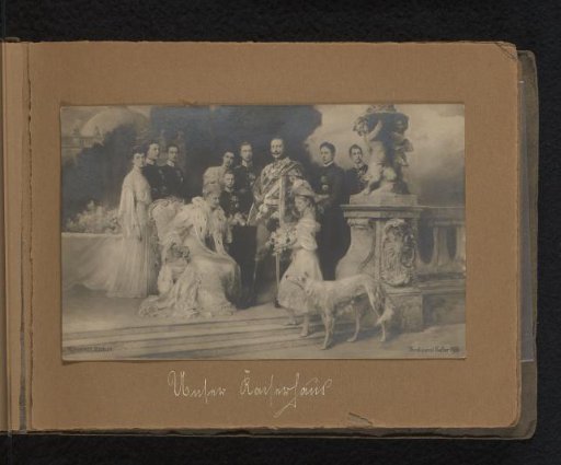 Group portrait of the imperial family with Wilhelm II of Germany and his wife Augusta Victoria of Schleswig-Holstein-Sonderburg-Augustenburg in the front center