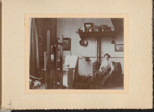 Portrait of an unknown woman in the studio of Cornelis van der Griendt in Laren, North Holland
